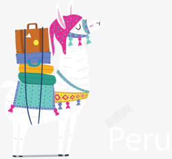 秘鲁旅游可爱羊驼矢量图素材