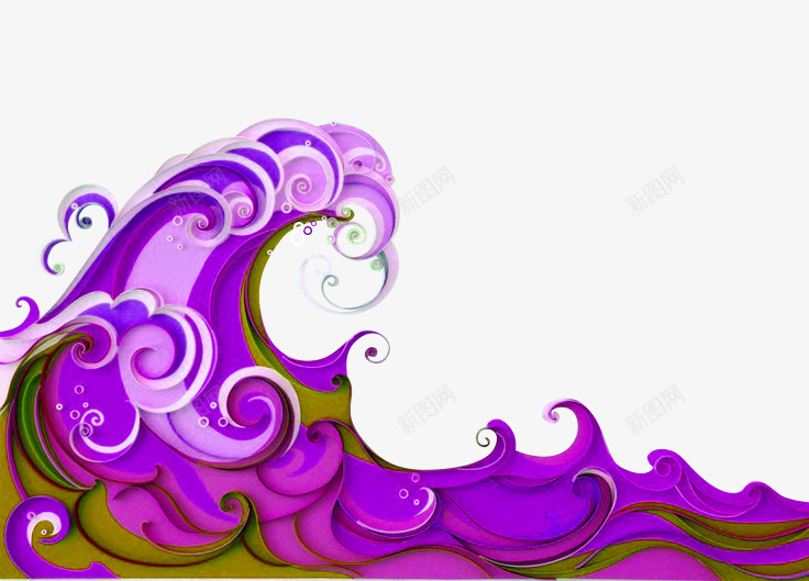 紫色中国风海浪边框纹理png免抠素材_新图网 https://ixintu.com 中国风 免抠PNG 海浪 紫色 边框纹理