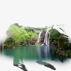 唯美山水画瀑布高清图片