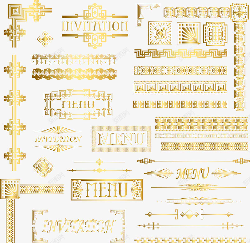 古代装饰花纹png免抠素材_新图网 https://ixintu.com 欧式花纹 花纹 菜单 金色花纹 金质花纹