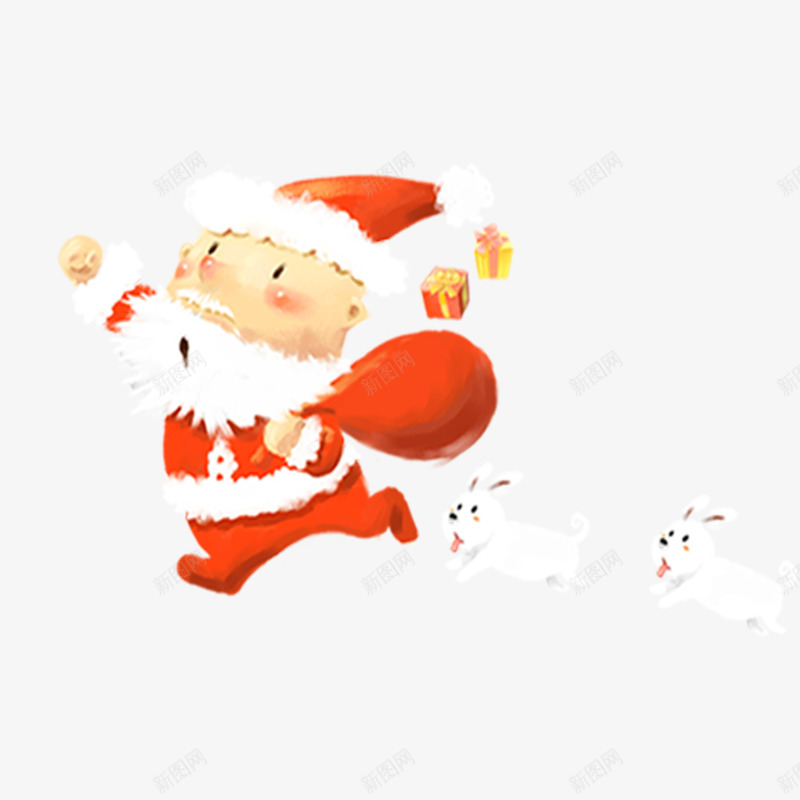 背着礼包的圣诞老人png免抠素材_新图网 https://ixintu.com 圣诞元素 圣诞老人 圣诞节