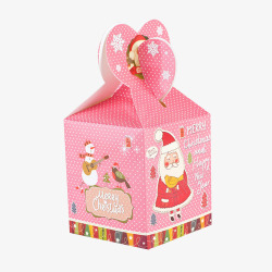 苹果包装盒粉色圣诞老人平安果包装盒高清图片