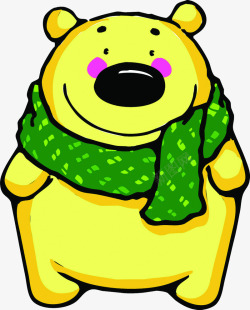 手绘黄色可爱小熊造型围巾素材