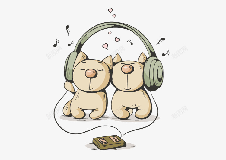 可爱的小狗png免抠素材_新图网 https://ixintu.com 乐符 卡通 带耳机的人 手绘 收音机 简笔 耳机 黄色的