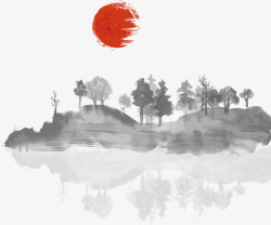 山水画彩色中国风山水画矢量图高清图片
