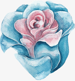 手绘创意水彩蓝色玫瑰素材