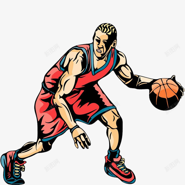 一个帅气的运动员png免抠素材_新图网 https://ixintu.com basketball 卡通手绘 打篮球 篮球 篮球社 运动 运球