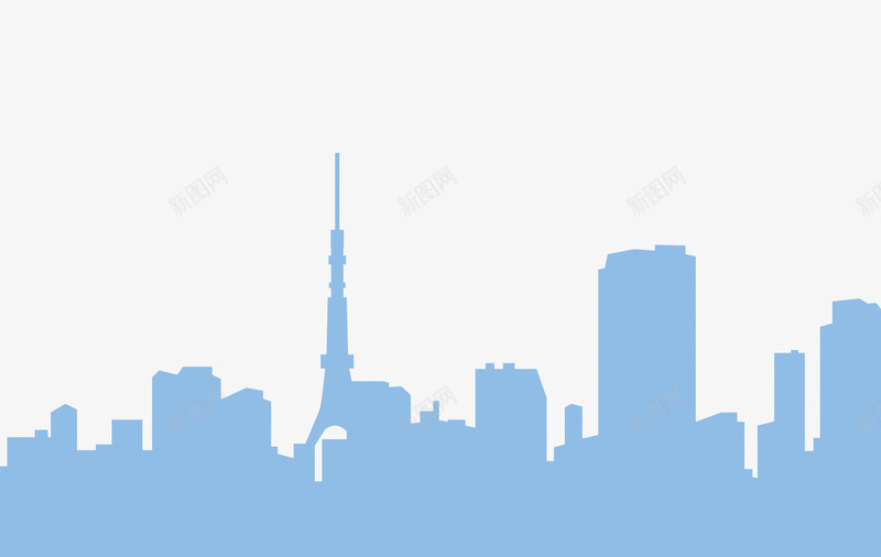 蓝色城市剪影png免抠素材_新图网 https://ixintu.com 上海剪影 城市 都市