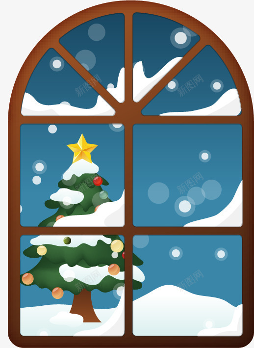 窗户圣诞树png免抠素材_新图网 https://ixintu.com png 圣诞树 矢量窗户 窗户 素材
