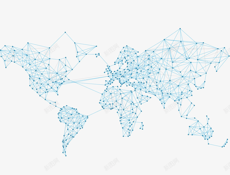 创意地图png免抠素材_新图网 https://ixintu.com 世界地图 世界地图轮廓 创意 地图 点线 连接