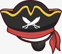 海盗帽子素材黑色船长帽子眼罩高清图片