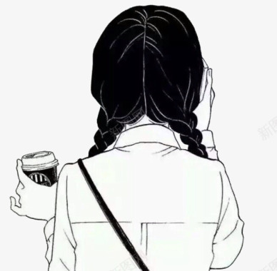 拿着咖啡的少女图标图标
