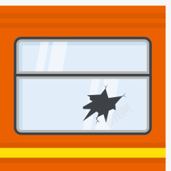 碎裂窗户橙色火车窗户矢量图高清图片