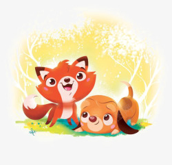 红狐狐狸插画高清图片