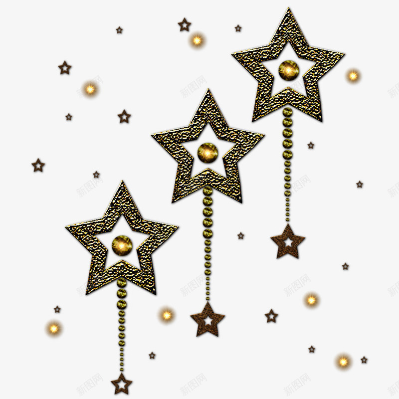 金粉星星png免抠素材_新图网 https://ixintu.com 图案设计 圣诞素材 星星 背景素材