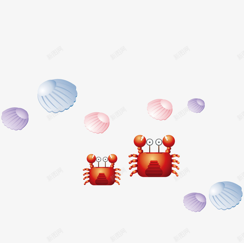 卡通海鲜扇贝螃蟹png免抠素材_新图网 https://ixintu.com 卡通 扇贝 海鲜 螃蟹 螃蟹卡通