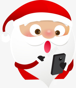 卡通玩手机圣诞老人素材