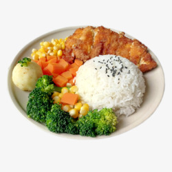 特制菜饭咖喱鸡排饭荤素搭配高清图片