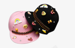 儿童棒球帽彩虹小熊卡通帽子平沿帽高清图片