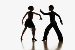 跳踢踏舞的男孩女孩黑色剪影插图素材