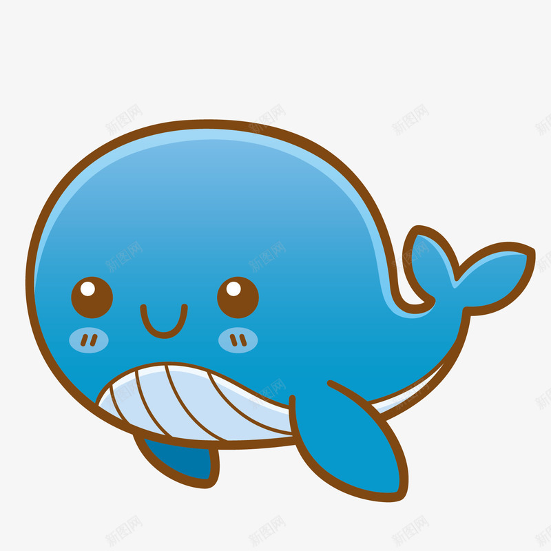 蓝色可爱鲸鱼创意手绘矢量图ai免抠素材_新图网 https://ixintu.com 动物 卡通 微笑 手绘 海洋 简单 鲸鱼 矢量图
