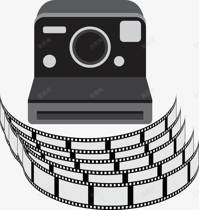 黑色复古相机胶卷矢量图ai免抠素材_新图网 https://ixintu.com 单反 古老的相机 复古相机 怀旧相机 木质相机 欧美相机 相机 胶卷 胶圈相机 黑白相机 矢量图