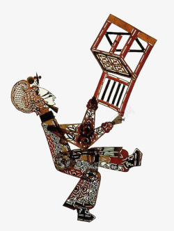 民间人物矢量图传统中国风手拿椅子人物皮影高清图片