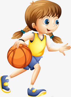 儿童节打篮球的女孩素材