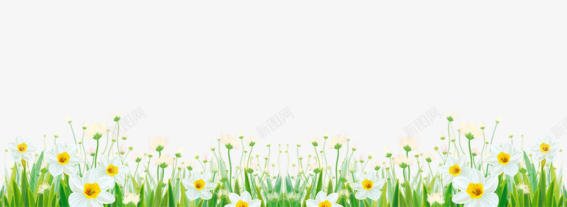 春季花丛花朵装饰png免抠素材_新图网 https://ixintu.com 免抠绿色的草丛 春季 白色花朵 花丛 花朵装饰