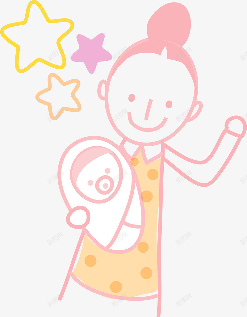 卡通母婴矢量图ai免抠素材_新图网 https://ixintu.com AI 亲人 亲情 卡通 婴儿 手绘 母亲 母婴 粉色 线条 矢量图