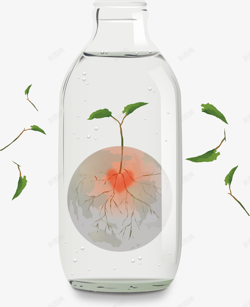 生命绿芽瓶子海报促销png免抠素材_新图网 https://ixintu.com 瓶子 瓶子素材 生命 绿芽