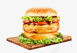 木板斜纹背景图片美味汉堡图标高清图片