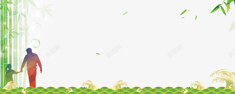 绿色竹子海浪边框装饰psd免抠素材_新图网 https://ixintu.com 绿色海浪 绿色竹子 绿色竹子海浪装饰 绿色竹子海浪边框