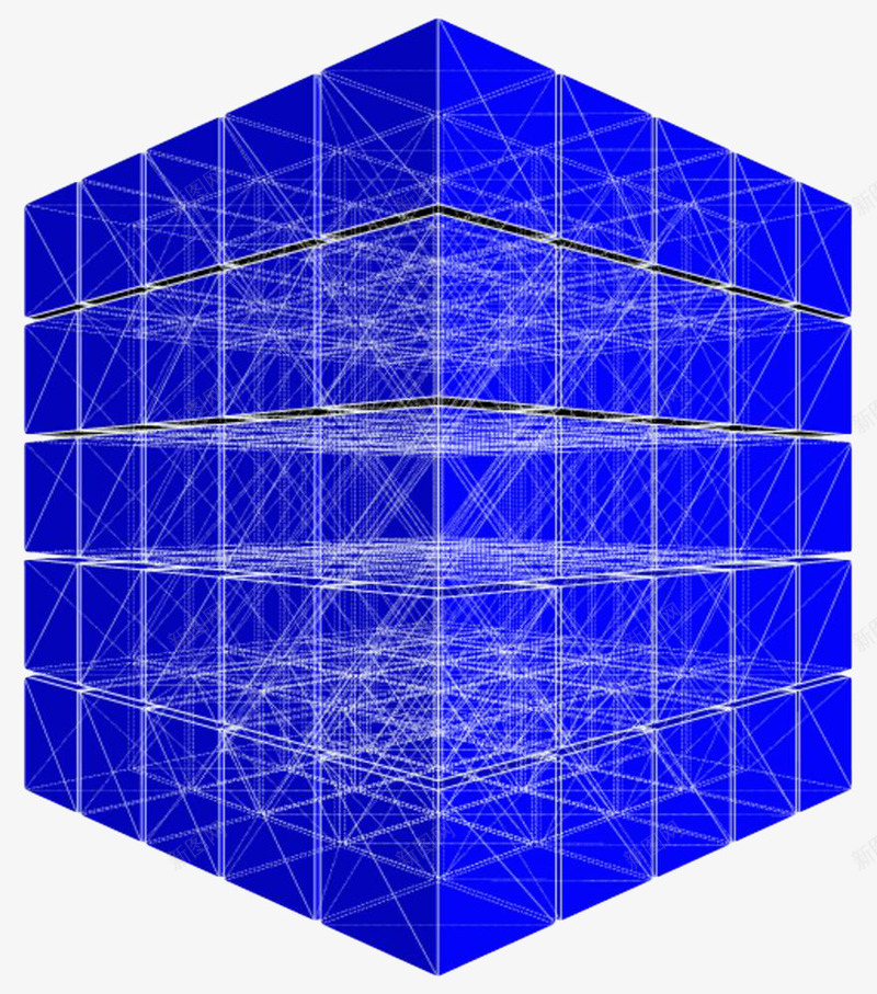 蓝色立体墙png免抠素材_新图网 https://ixintu.com 三维线条 几何 几何线条 正方体 正方体线条 正方形 立体墙 线条 蓝色