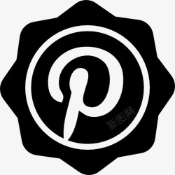 跟随社会的徽章Pinterest的社交徽章图标高清图片