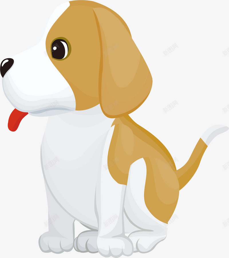 可爱的棕色花斑小狗png免抠素材_新图网 https://ixintu.com 动物 卡通 可爱的 坐着 手绘图 棕色花斑小狗
