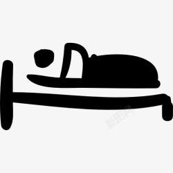 床上休息人睡在床上的手绘酒店标志图标高清图片