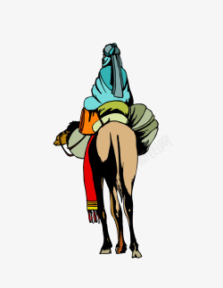 骆驼与人背影骑骆驼的人卡通手绘背影矢量图高清图片