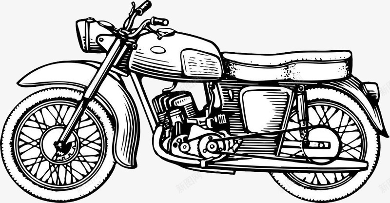 手绘插图机械摩托车线稿图标png_新图网 https://ixintu.com 卡通 手绘 摩托车插图 机械摩托车 机车 线稿 黑白稿