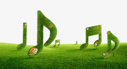 绿色的音乐小图标草地音符背景高清图片
