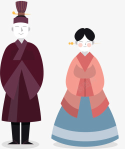 朝鲜风格服饰打扮矢量图素材