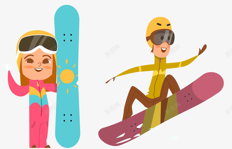 冬季滑雪运动卡通png免抠素材_新图网 https://ixintu.com 下雪了 寒假出游 寒假来了 旅游海报 极限运动 海报设计 滑雪 滑雪宣传 滑雪旅游 滑雪运动