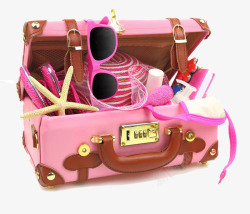 粉色少女风行李箱素材