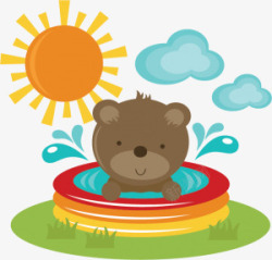 大太阳底下太阳底下泡澡的小熊高清图片