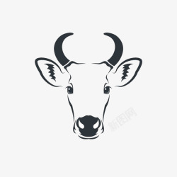 黑白骷髅牛头logo图标高清图片