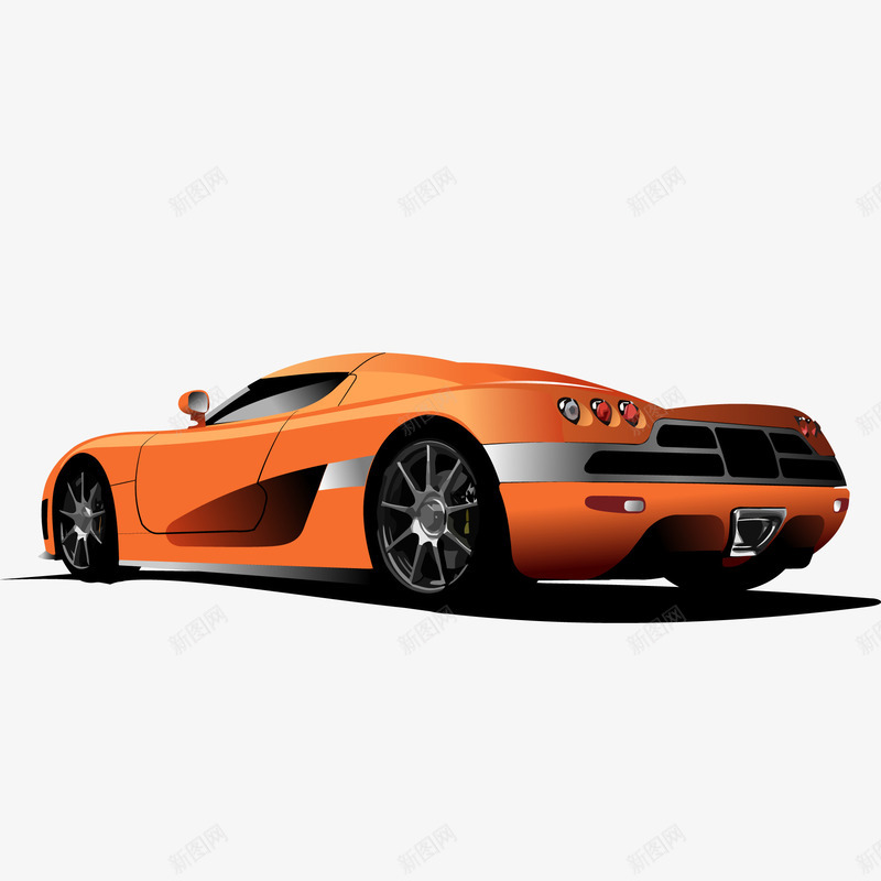 橙色的跑车的背面矢量图ai免抠素材_新图网 https://ixintu.com 卡通 昂贵 橙色 比赛用车 跑车 车辆设计 矢量图