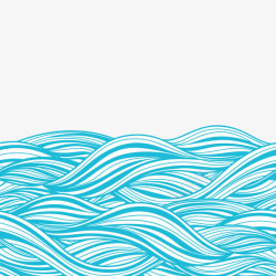 流水曲线手绘蓝色海洋波纹线条高清图片