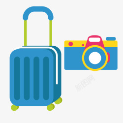 蓝色旅行箱蓝色旅行箱旅游主题元素矢量图图标高清图片