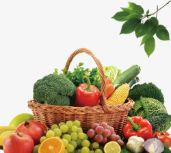 葡萄篮子篮子中的水果蔬菜高清图片