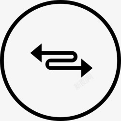 象征指向箭头指向侧面曲线概述圆形按钮图标高清图片